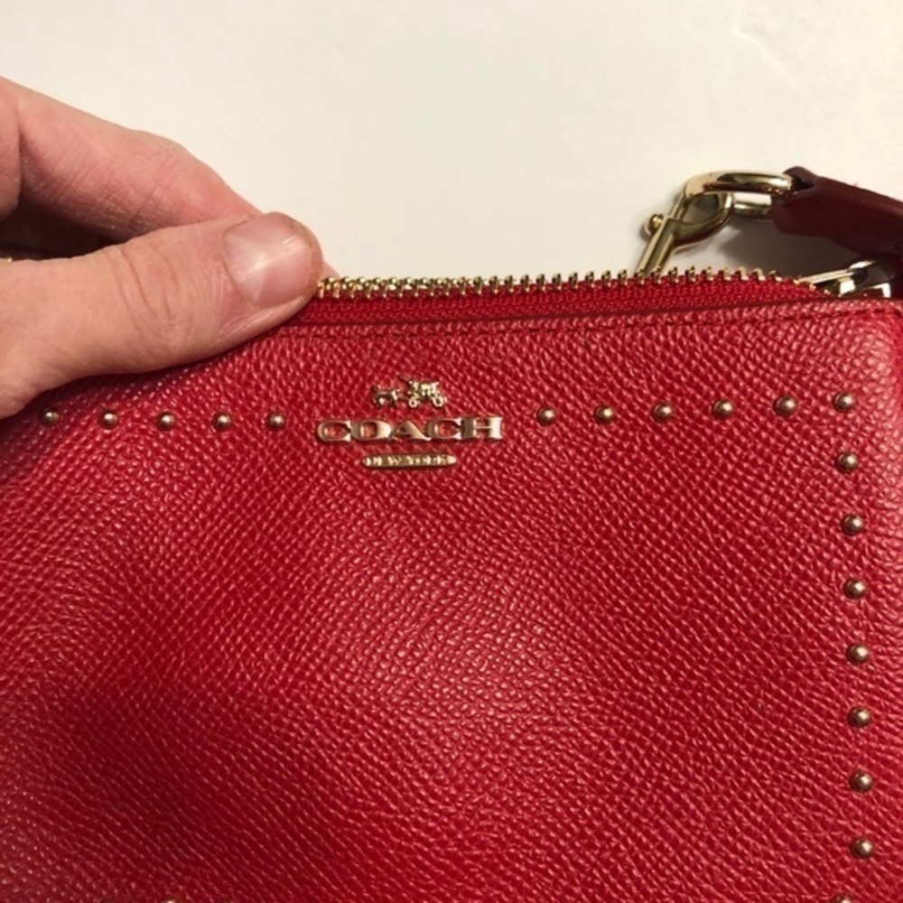 COACH red grosgrain leather mini bag studded - Picture 6 of 15